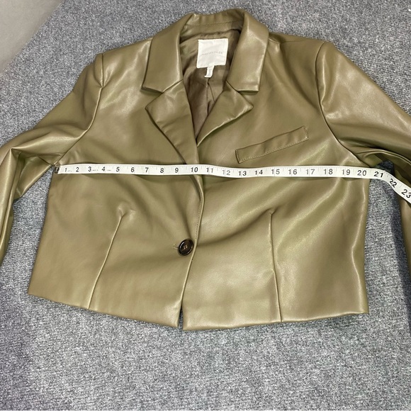 Anthropologie Avec Les Filles Blazer Women’s M/L Faux Leather Cropped Tan - Picture 8 of 12